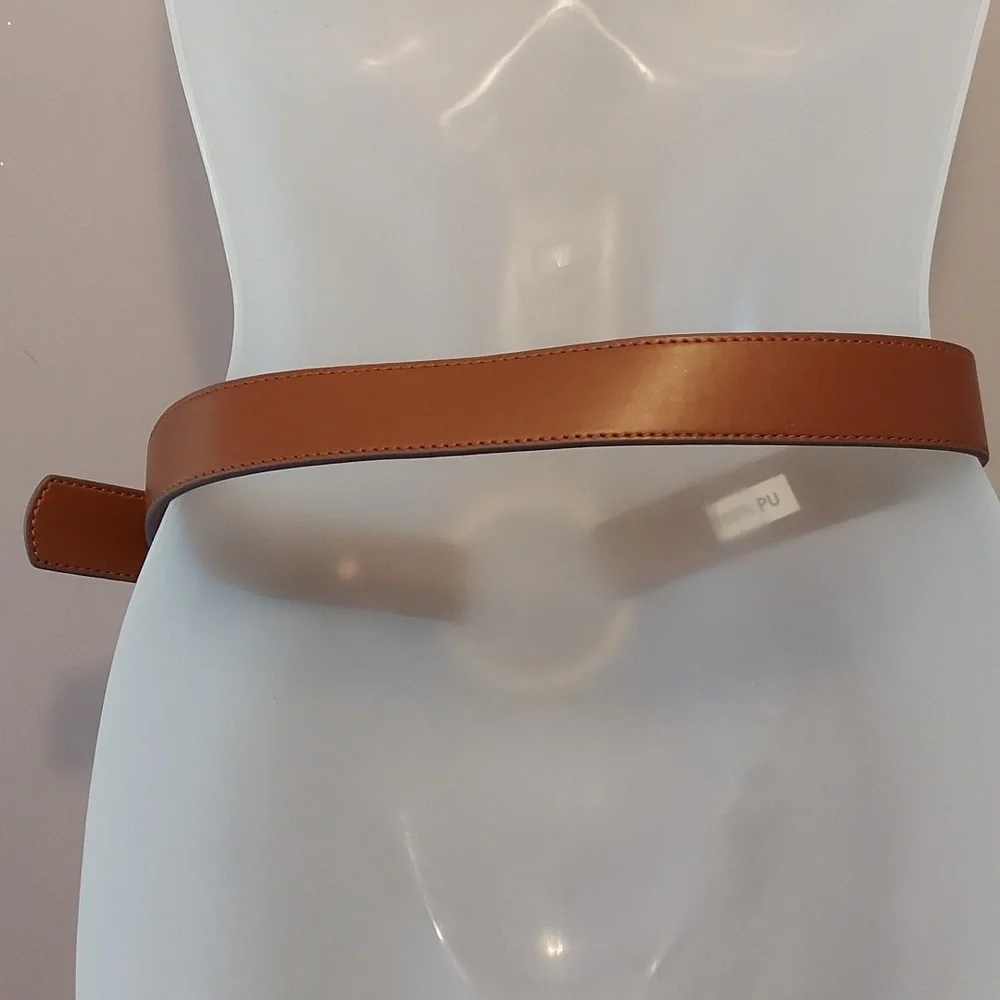 LAUREN Ralph Lauren Brown Faux Leather Belt with Goldtone Ring Detail Size 4 - Picture 6 of 15
